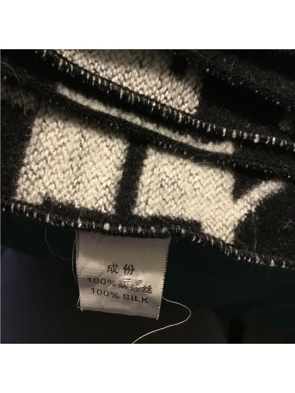 100% silk black/white/gray scarf